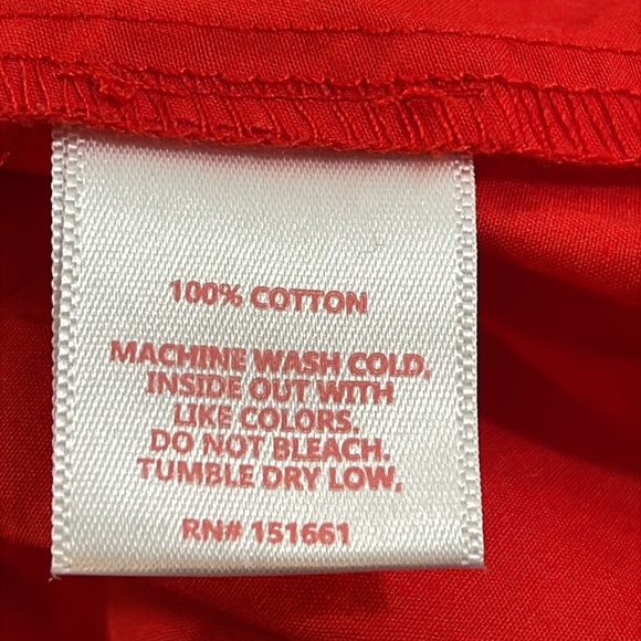 Ban.do Red Dress with Daisy White Floral Pattern Back Tie Front Pockets Sz Large - Picture 10 of 11